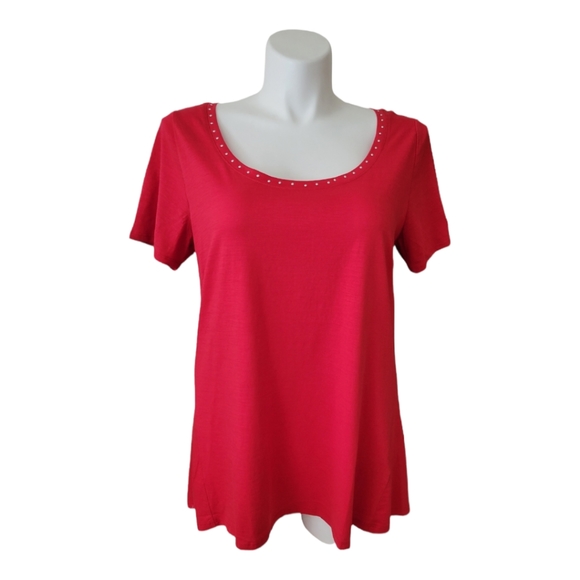 Avenue Tops - Avenue Salsa Red Silver Rivet Swing Top